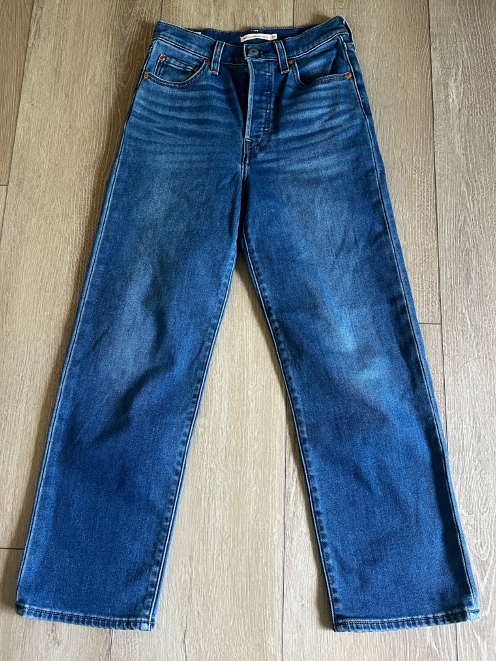 Levi’s Women’s Ribcage Straight Ankle Dark Blue Denim Jeans Sz 25x27